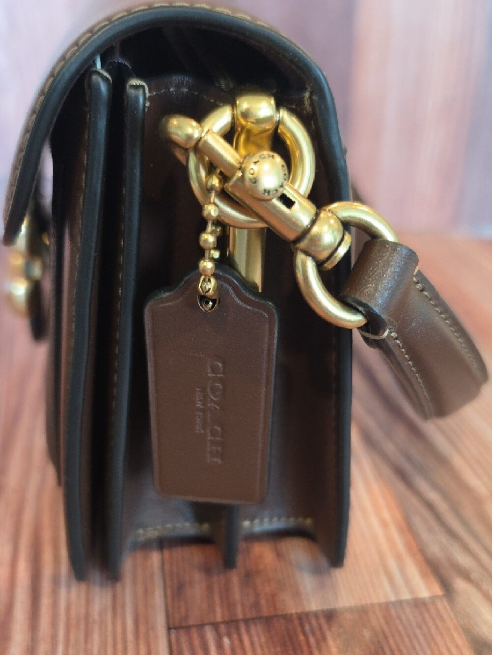 CoachTabby Maple Brown Signature Canvas & Leather Crossbody with Gold 'C' - Picture 5 of 11